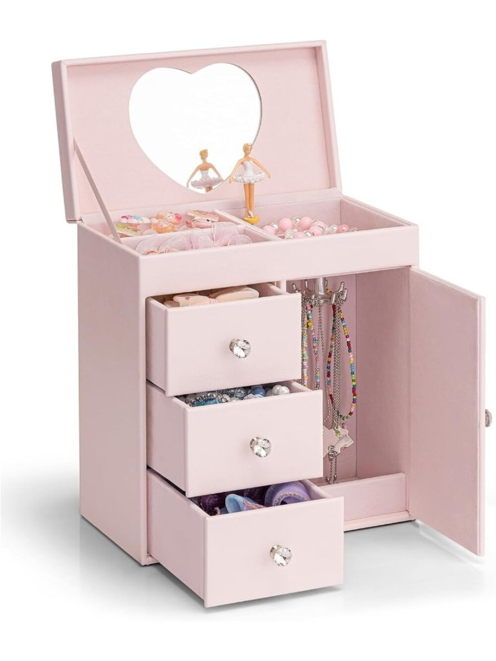 Charming Pink Musical Jewelry Box, Upright Design, Perfect Gift for Girls